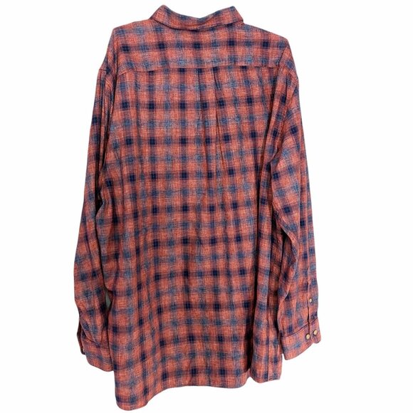 ROWM 3XT Plaid Rust Long Sleeve Button Up Flannel Shirt Tall Man - Picture 3 of 10